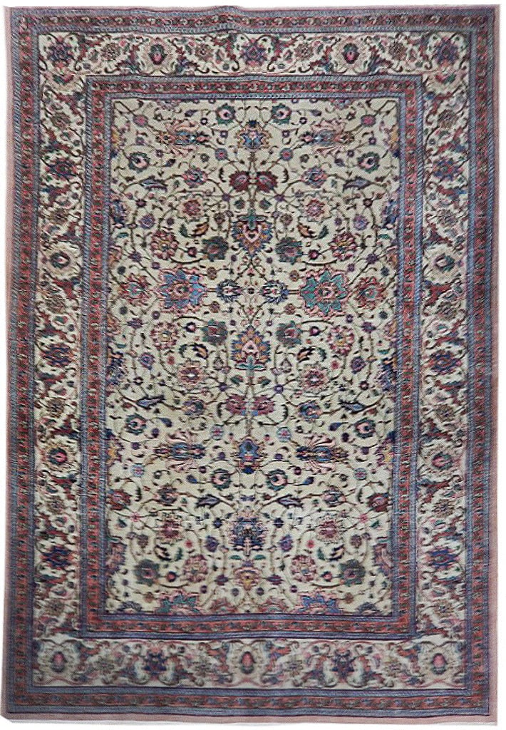 5'10 x 8'9 Ivory Persian Kashan Rug Handwoven Luxury (1 of 6)