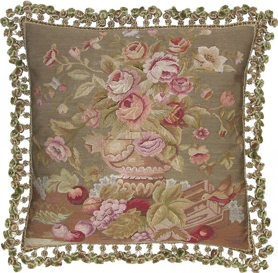 Provence Home 22x22 Aubusson Floral Silk Pillow with Down Insert (1 of 1)