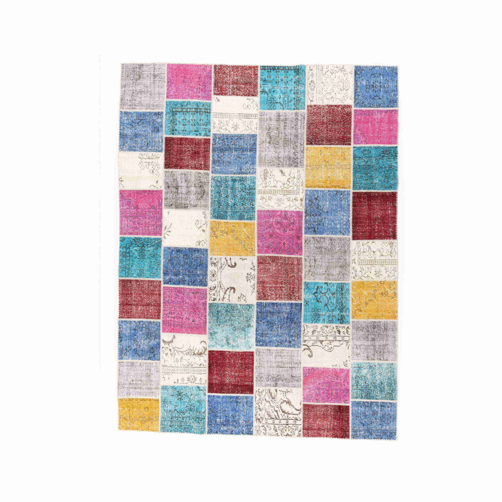 Authentic Handmade Patchwork Wool Carpet 118.1 x 157.5 Inches: Authentic Handmade Patchwork Wool Carpet 118.1 x 157.5 Inches Discover the beauty of this authentic handmade patchwork carpet, crafted with meticulous attention to detail. Made from high-quality wool 