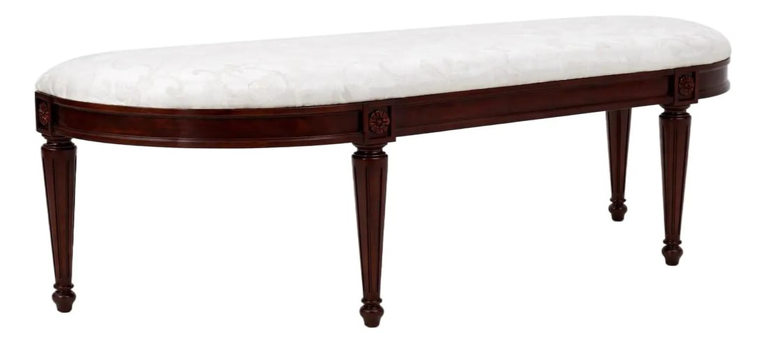 Mahogany Upholstered Bench With Carved Rosettes by Henkel Harris Model 297 (1 of 10)