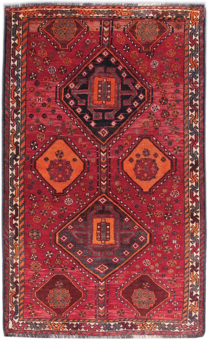 Handcrafted 4.5 x 7.10 Burgundy Persian Zanjan Rug from Iran (1 of 6)