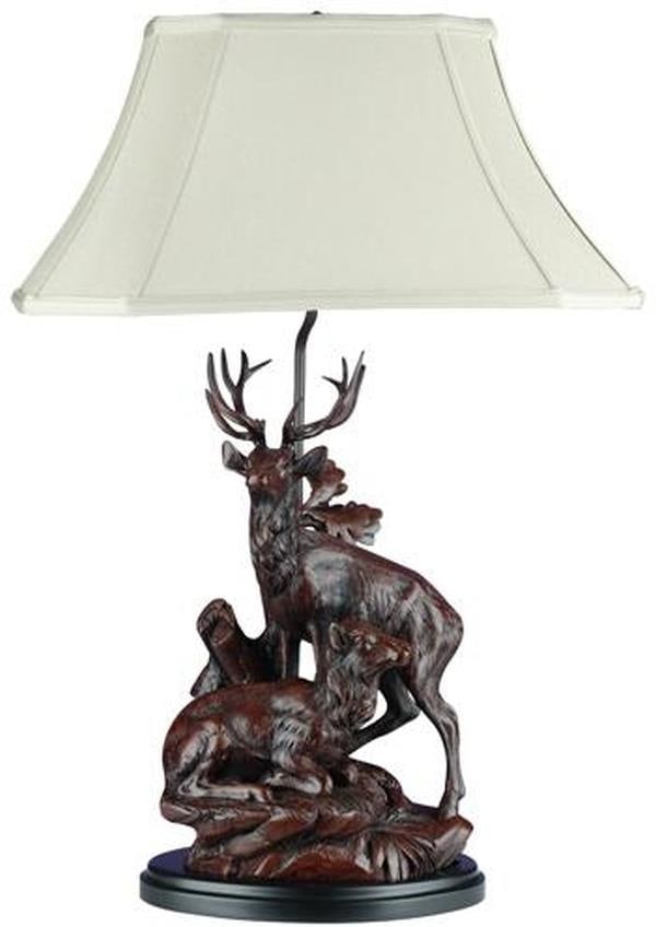 Rustic Elk Lodge Style Table Lamp White Oxblood Red: Rustic Elk Lodge Style Table Lamp White Oxblood Red This item is made at time of order. Please allow 42 to 70 days for production. Illuminate your space with this stunning Rustic Elk Sculpture Table L