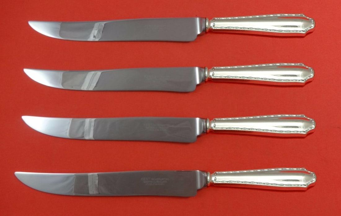 Tiffany & Co. Marquise Sterling Silver Steak Knife Set 4-Piece Texas Size: Tiffany & Co. Marquise Sterling Silver Steak Knife Set 4-Piece Texas Size Experience the elegance of dining with the Marquise by Tiffany & Co. Sterling Silver Steak Knife Set, a custom-made 4-piece co