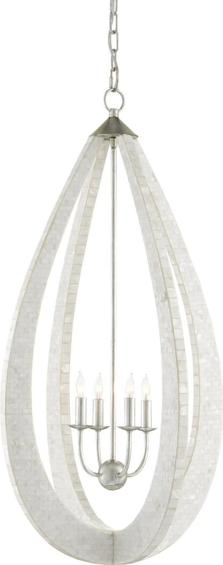 Currey Arietta Teardrop Chandelier Adjustable Height Clear Silver Finish (1 of 5)