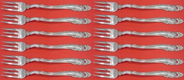 Gorham Decor Sterling Silver Cocktail Fork Set 12 Pieces 5 3/4 inch: Gorham Decor Sterling Silver Cocktail Fork Set 12 Pieces 5 3/4 inch This elegant 12-piece set of cocktail forks by Gorham is crafted from high-quality sterling silver, featuring the sophisticated Deco