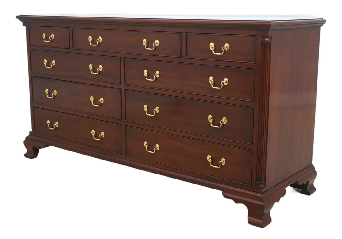 Cherry Wood Double Dresser With Nine Drawers Model 166 (1 of 10)