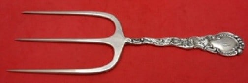 Durgin Louis XV Sterling Silver Toast Fork 8.25 inches 1895 Monogrammed: Durgin Louis XV Sterling Silver Toast Fork 8.25 inches 1895 Monogrammed Discover a beautifully crafted sterling silver toast fork from the renowned Durgin, featuring the elegant Louis XV pattern. This