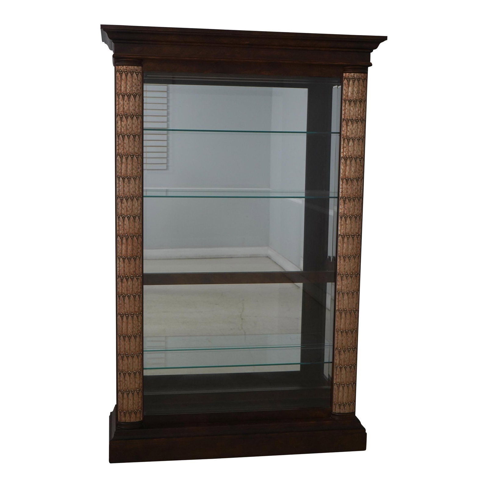 Pulaski Lighted Beveled Glass Curio Display Cabinet 51 x 16 x 78.5: Pulaski Lighted Beveled Glass Curio Display Cabinet 51 x 16 x 78.5 Showcase your treasured items with this stunning Pulaski Beveled Glass Curio Display Cabinet, approximately 25 years old. This large 