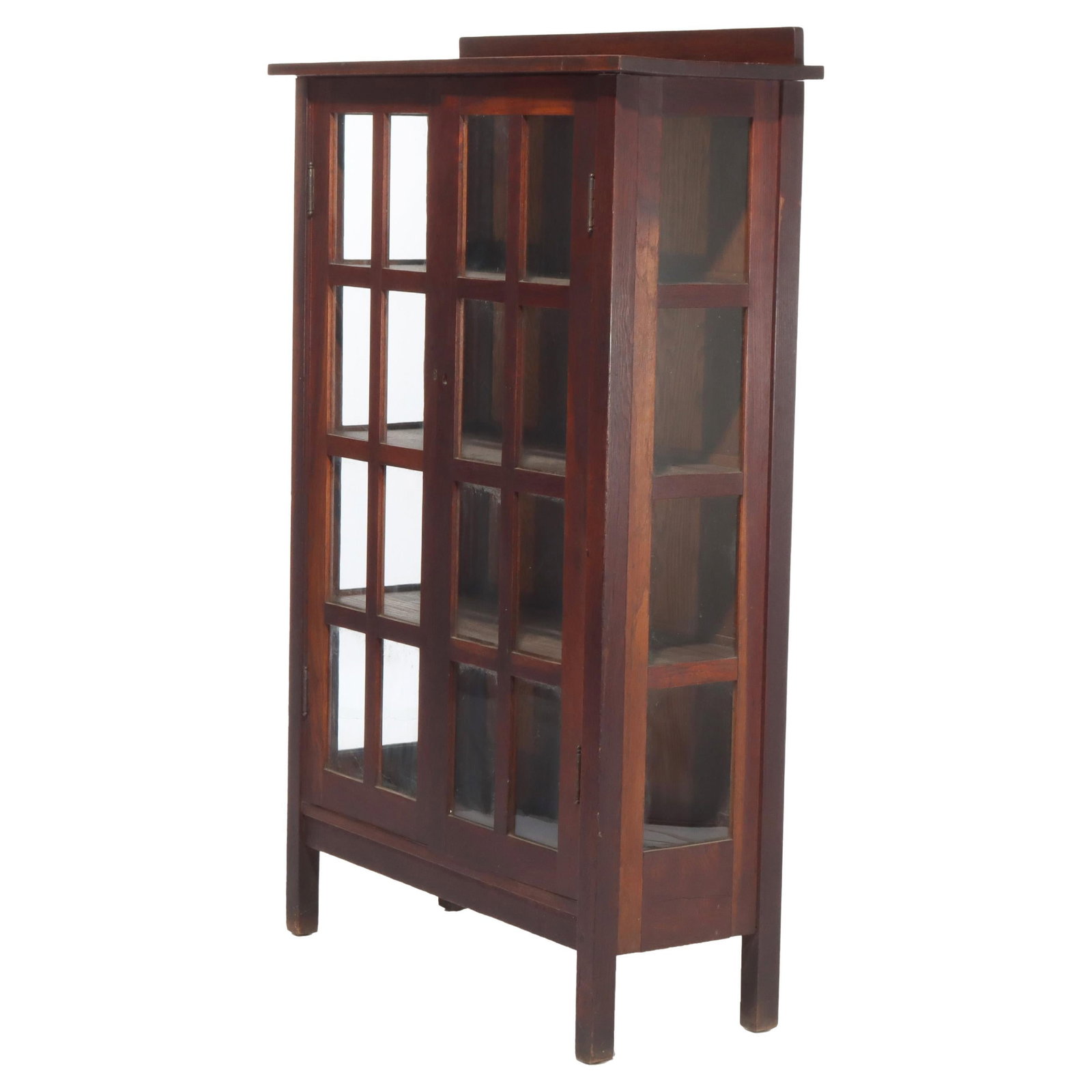 Gustav Stickley Style Antique Oak Bookcase C1910 Arts and Crafts: Gustav Stickley Style Antique Oak Bookcase C1910 Arts and Crafts Discover this exquisite Antique Oak Two-Door Bookcase, attributed to the renowned Gustav Stickley, a key figure in the American Arts an