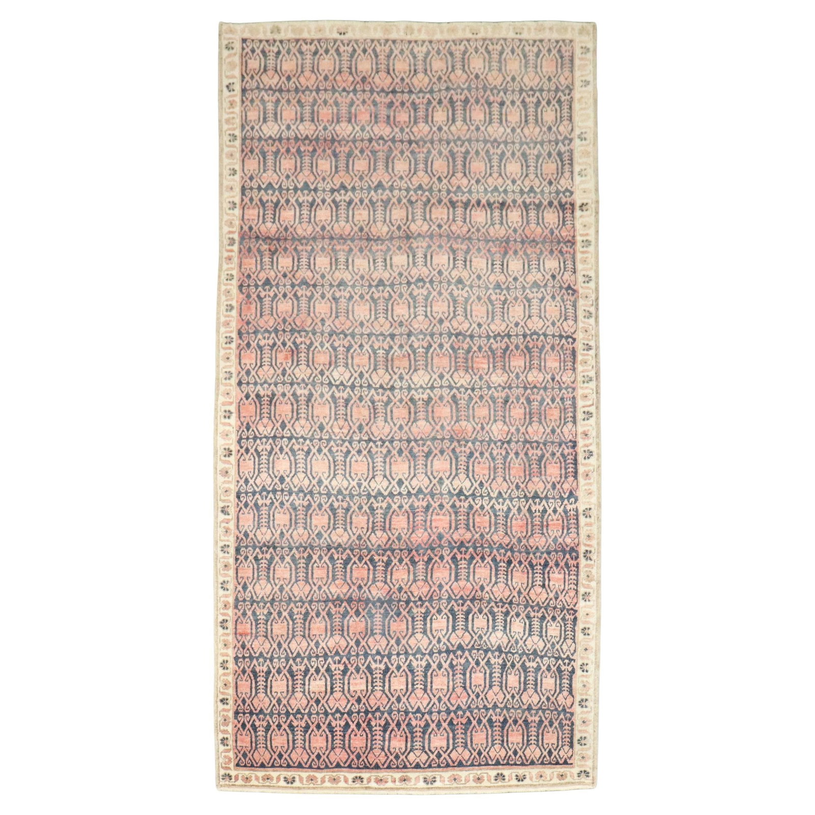 Mid Century Turkish Tribal Rug 4'4 x 8'4 Hand-Woven Wool: Mid Century Turkish Tribal Rug 4'4 x 8'4 Hand-Woven Wool Explore the beauty of this vintage Turkish tribal rug from the Zabihi Collection, featuring a unique mid-century modern design. Hand-woven with
