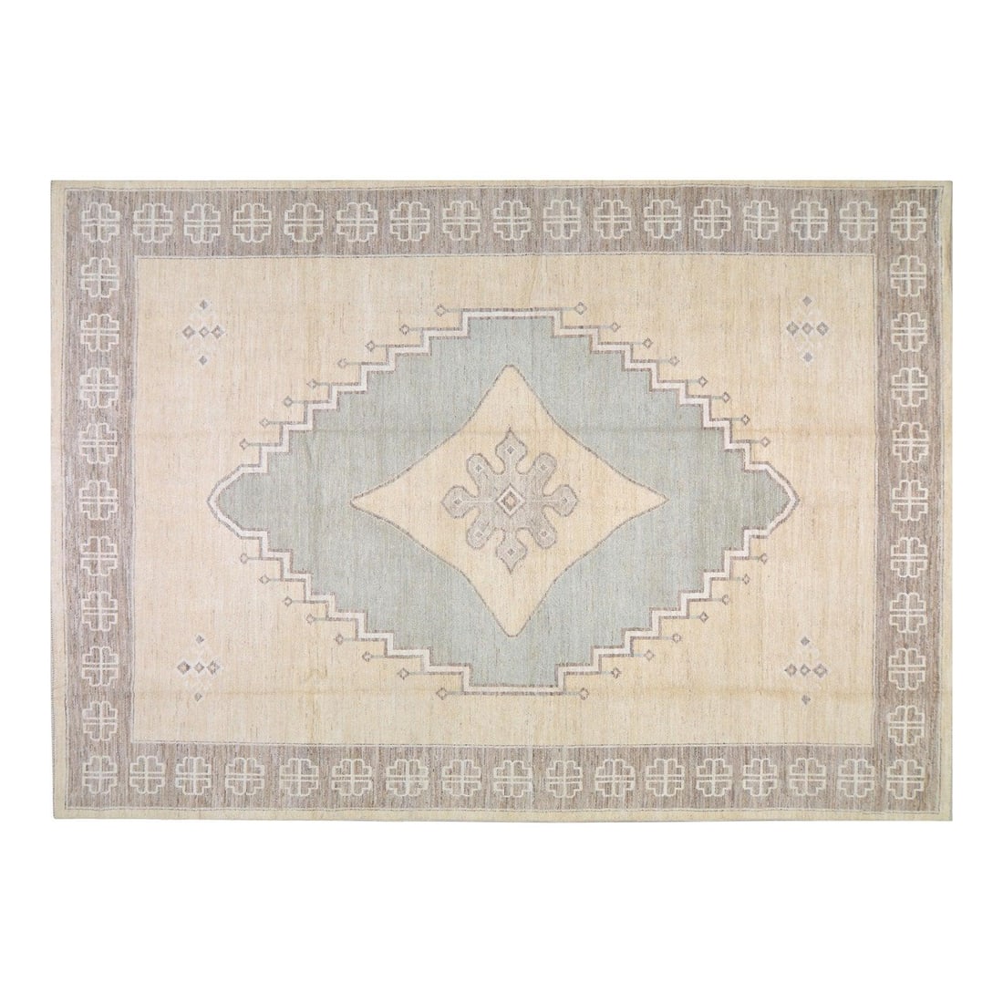 10'x14'1" Wool Area Rug with Traditional Oushak Design: 10'x14'1" Wool Area Rug with Traditional Oushak Design This Turkish Oushak rug is hand-knotted from wool using traditional techniques, blending enduring craftsmanship with a modern design sensibility.