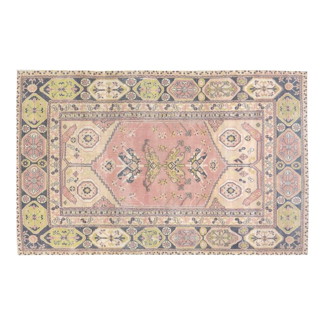 3'2 x 5'3 Wool Rug Hand Knotted Anatolian Turkish Vintage: 3'2 x 5'3 Wool Rug Hand Knotted Anatolian Turkish Vintage This vintage Turkish Anatolian rug is hand-knotted from wool using traditional techniques, offering a unique blend of classic craftsmanship an