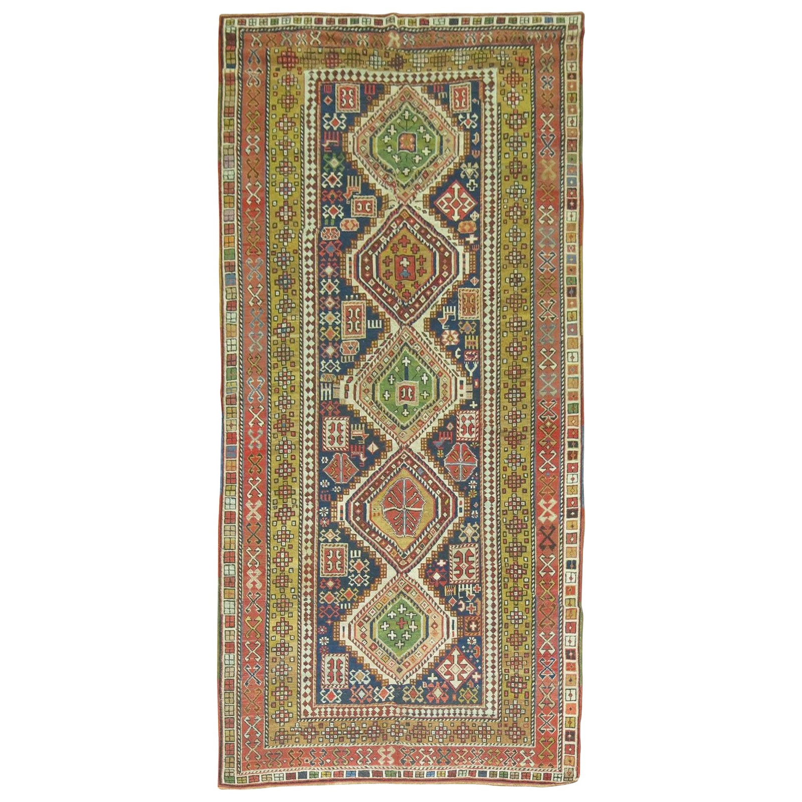 Antique Early 20th Century Caucasian Shirvan Wool Rug 4'7'' x 9' (1 of 8)