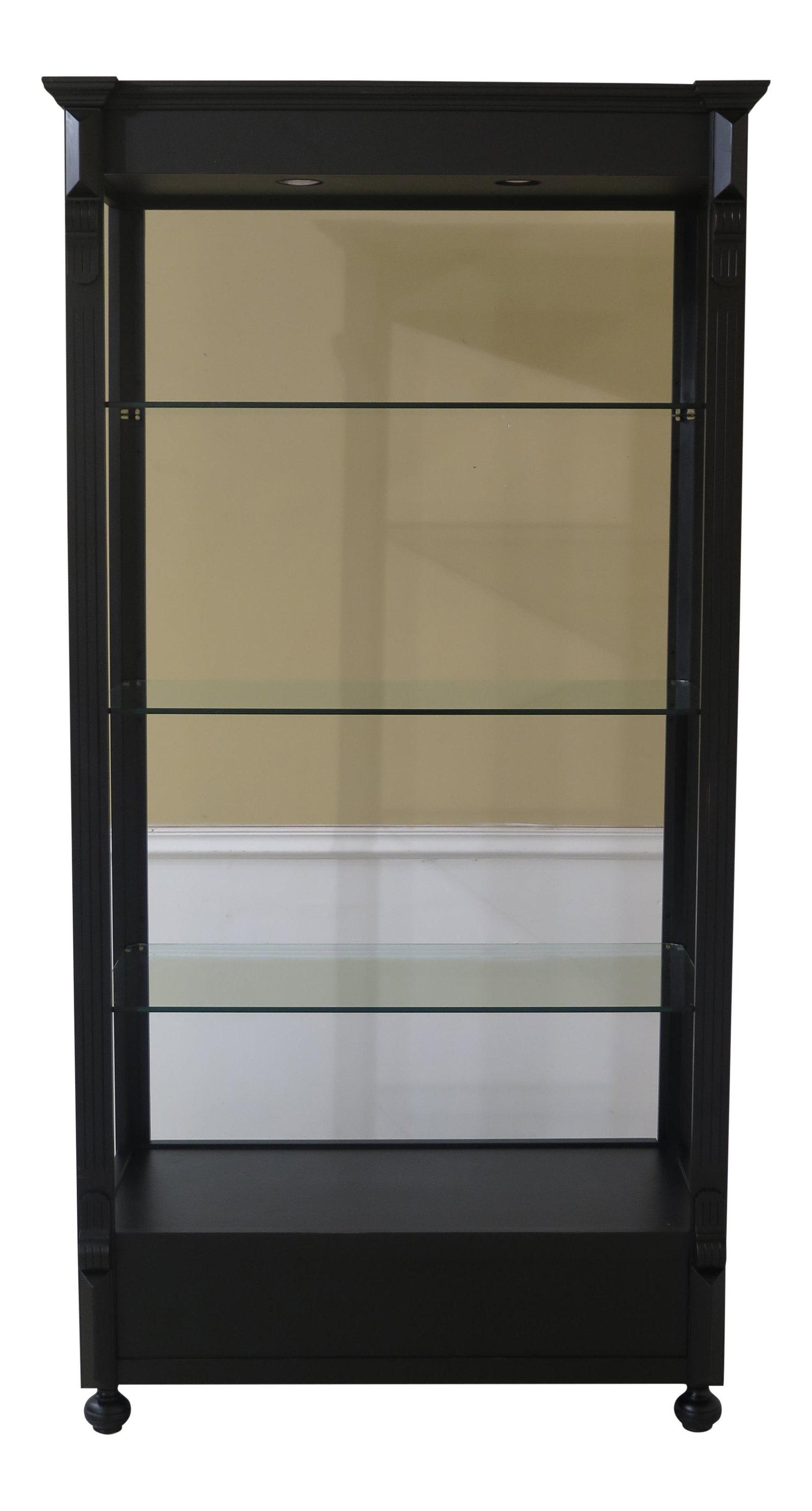 Elegant Black Lighted Curio Shelf with Adjustable Shelves: Elegant Black Lighted Curio Shelf with Adjustable Shelves This elegant Black Lighted Open Display Curio Shelf features adjustable shelves and a beautifully finished exterior, making it an ideal choice