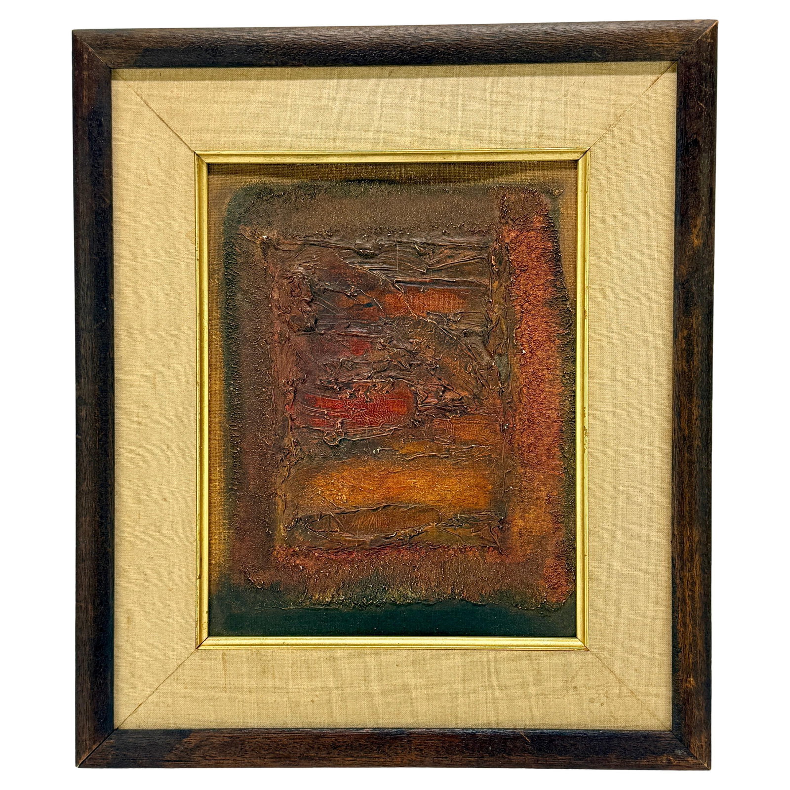 Labyrinth Abstract Oil Painting on Canvas Panel Seattle School Midcentury 1960: Labyrinth Abstract Oil Painting on Canvas Panel Seattle School Midcentury 1960 This mid-century abstract oil painting, titled "Labyrinth," is an evocative example of Pacific Northwest modernism, attri