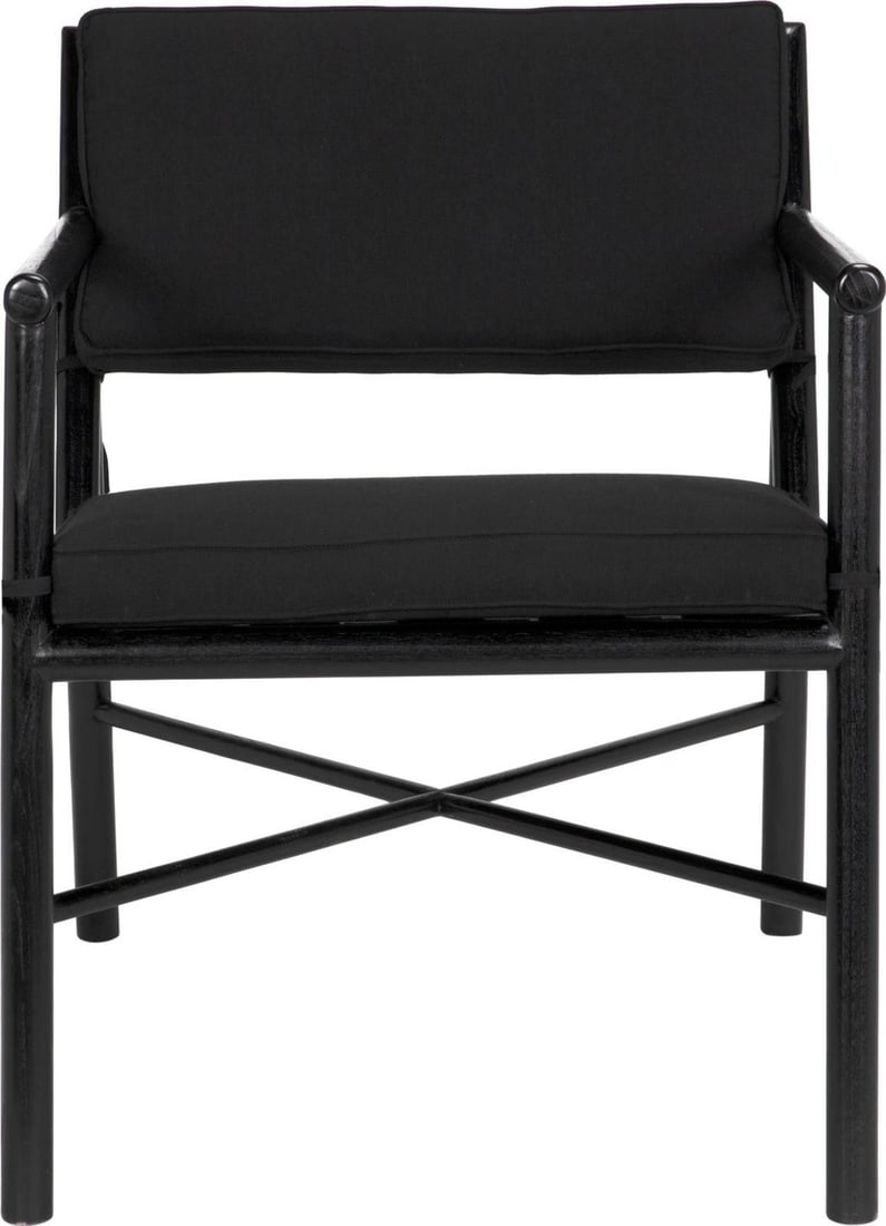 Camworth Chair by Noir in Charcoal Black Cotton Mindi Sungkai: Camworth Chair by Noir in Charcoal Black Cotton Mindi Sungkai Introducing the Camworth Chair, a stunning blend of timeless elegance and transitional style. Upholstered in rich Charcoal Black Cotton Mi