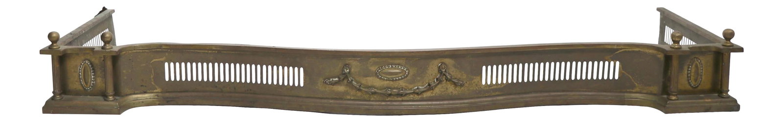 Elegant Brass Fireplace Fender with Medallions and Swag Trim (1 of 10)