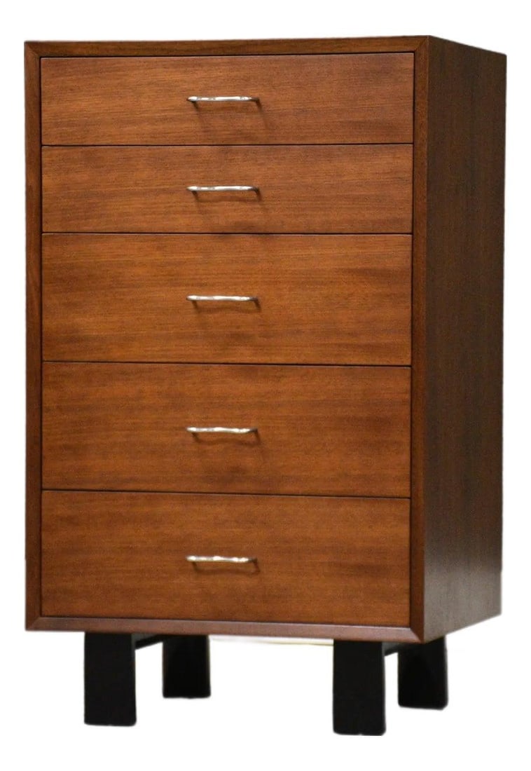 Refinished 1950s Walnut Tall Lingerie Chest by George Nelson for Herman Miller (1 of 9)
