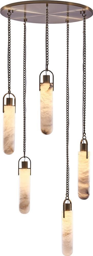 Kalco Flint 5-Light Dimmable Pendant Alabaster Brass Lighting (1 of 1)