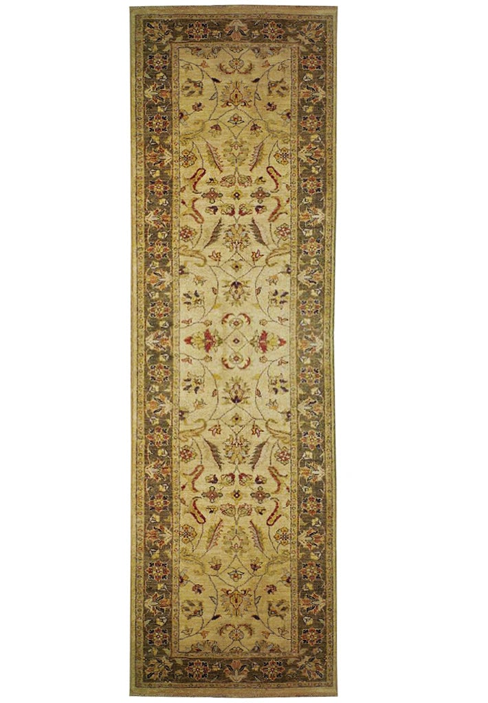 Handmade 2.8 x 10 Ivory Wool Chobi Runner Natural Dyes: Handmade 2.8 x 10 Ivory Wool Chobi Runner Natural Dyes Free continental US Shipping Enhance your home with this exquisite 2.8 x 10 ivory vegetable dyed Chobi runner, meticulously hand-knotted by skill