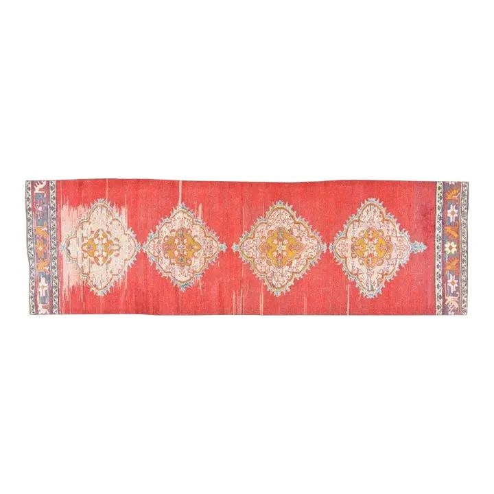 Turkish Anatolian Wool Runner Rug Hand Knotted 3'x10'7" Vintage: Turkish Anatolian Wool Runner Rug Hand Knotted 3'x10'7" Vintage This vintage Turkish Anatolian rug is hand-knotted from wool using traditional techniques, offering a blend of classic artistry and cont