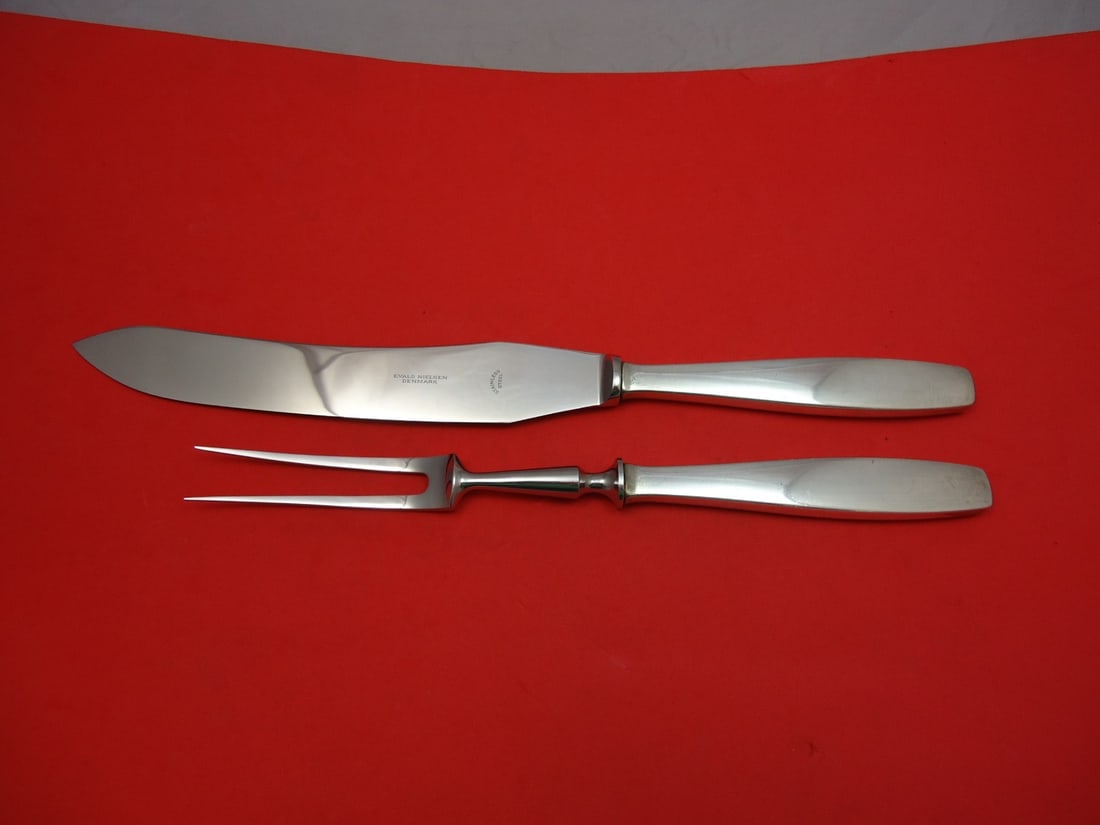 Evald Nielsen Funkis aka Sterling Silver Roast Carving Set 2pc 12.5": Evald Nielsen Funkis aka Sterling Silver Roast Carving Set 2pc 12.5" This elegant roast carving set features a two-piece design crafted from high-quality sterling silver, designed by renowned maker Ev