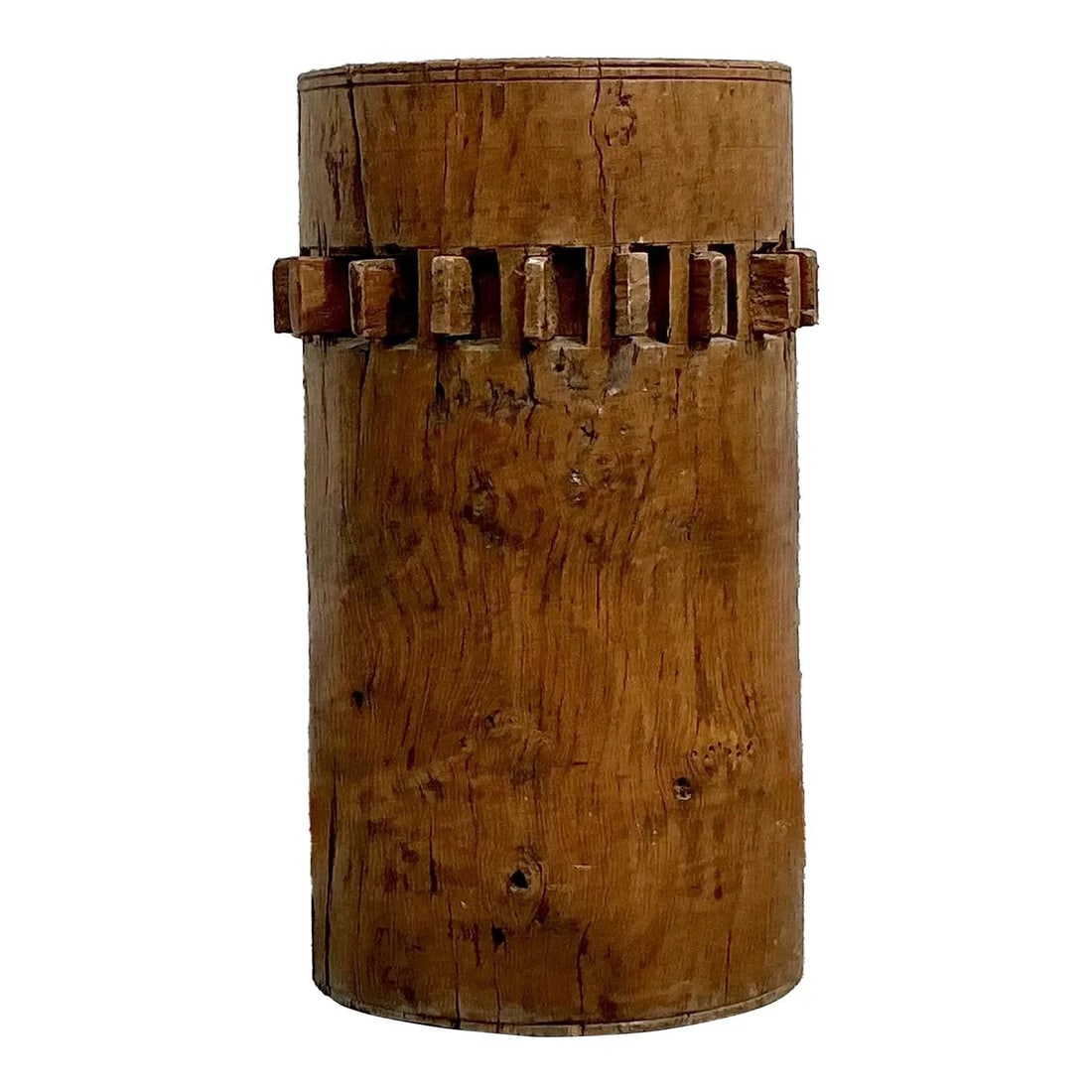 Vintage Boho Wood Gear Pedestal 16 x 16 x 26.75 Chocolate (1 of 6)