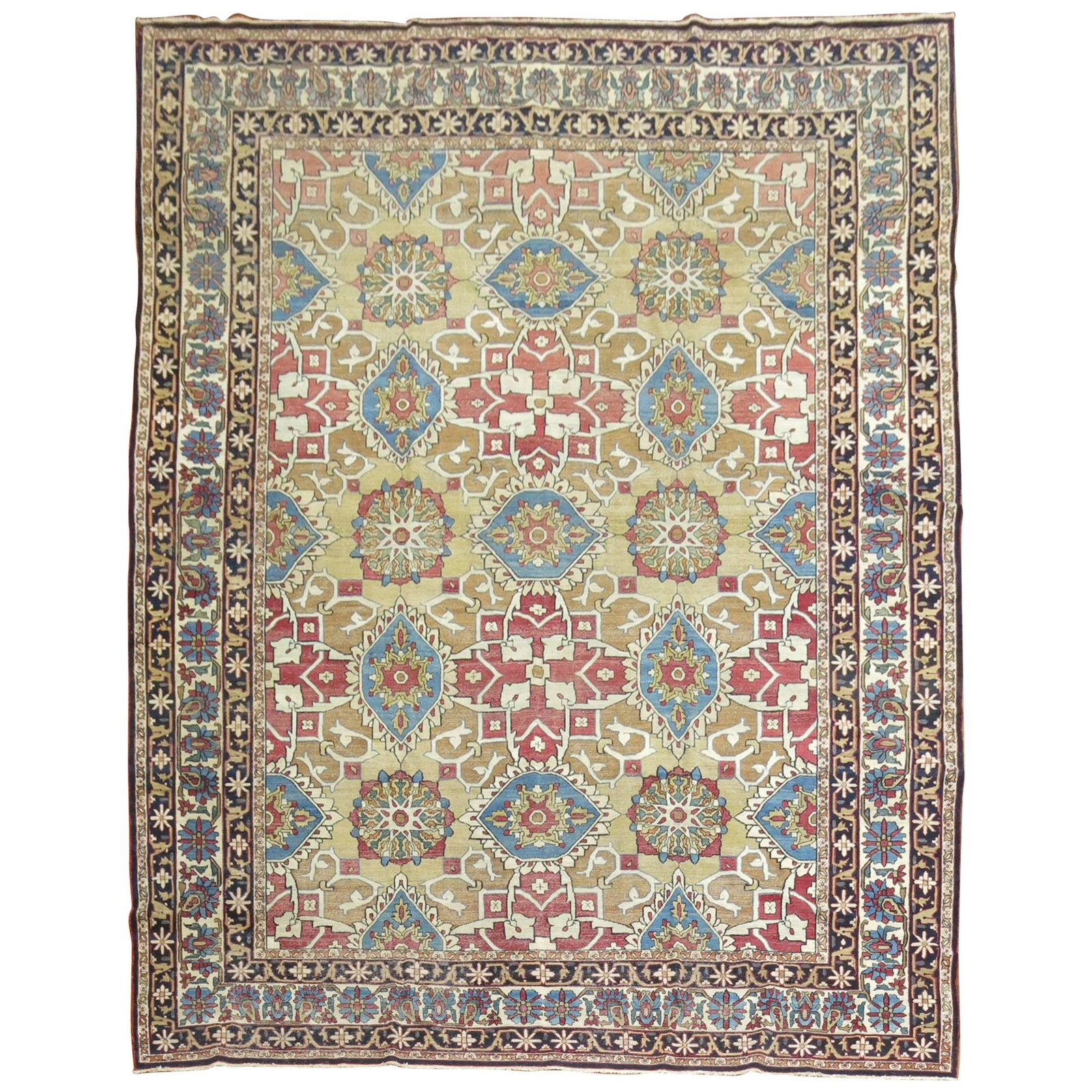 Antique Persian Lavar Kirman Rug Tabriz Style 106 x 144 Hand-Woven: Antique Persian Lavar Kirman Rug Tabriz Style 106 x 144 Hand-Woven Experience the elegance of the Zabihi Collection Antique Lavar Kirman Rug, a stunning piece with dimensions of 106 inches in width an
