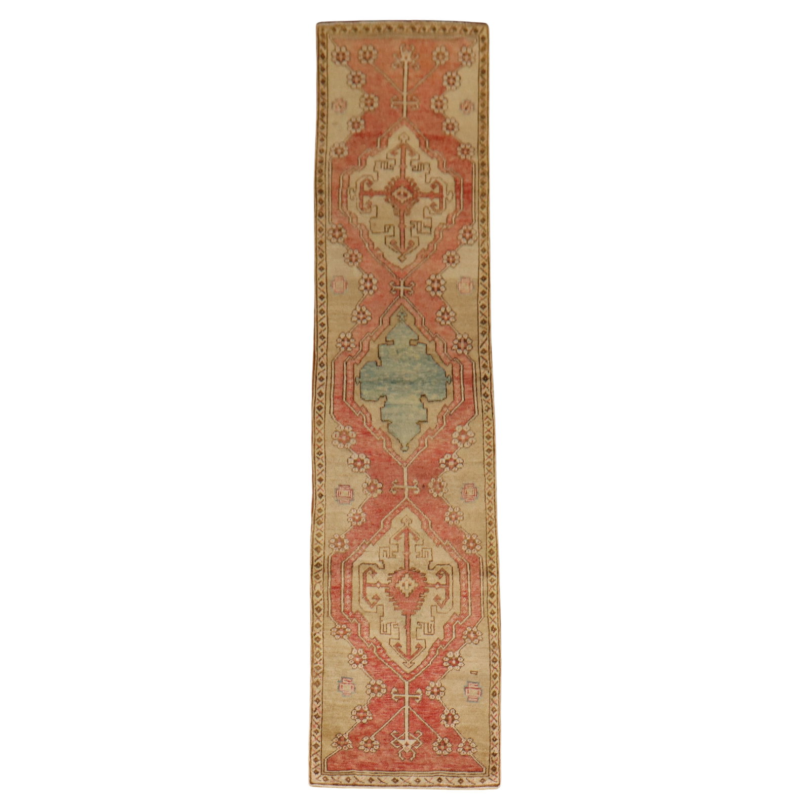Zabihi Collection Vintage Turkish Runner 2' x 9'1 Wool Hand-Knotted: Zabihi Collection Vintage Turkish Runner 2' x 9'1 Wool Hand-Knotted Add a touch of elegance to your space with this exquisite Zabihi Collection Narrow Vintage Turkish Runner. This stunning piece featu