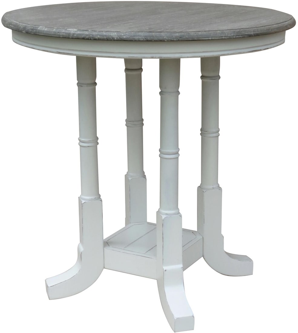 Trade Winds Island Collection Pub Table Riverwash Finish 36": Trade Winds Island Collection Pub Table Riverwash Finish 36" Enhance your dining experience with the Chic Traditional Island Collection Pub Table, a perfect blend of style and function. This gathering