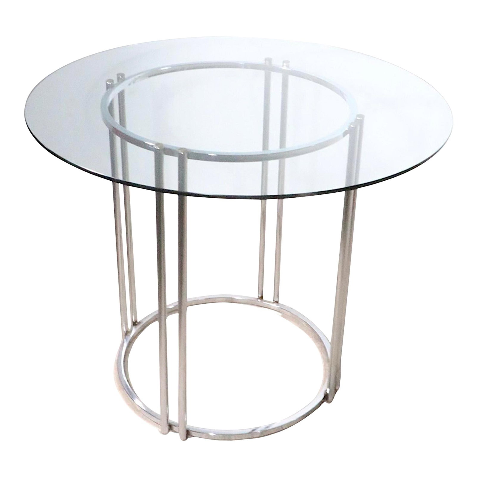 1970s Round Chrome and Glass Dining Table Baughman Style (1 of 10)