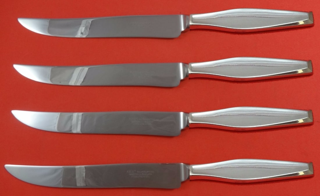 Gorham Classique Sterling Silver Steak Knife Set 4pc Texas Size: Gorham Classique Sterling Silver Steak Knife Set 4pc Texas Size Introducing the Classique by Gorham Sterling Silver Steak Knife Set, a stunning 4-piece collection perfect for your dining experience. C