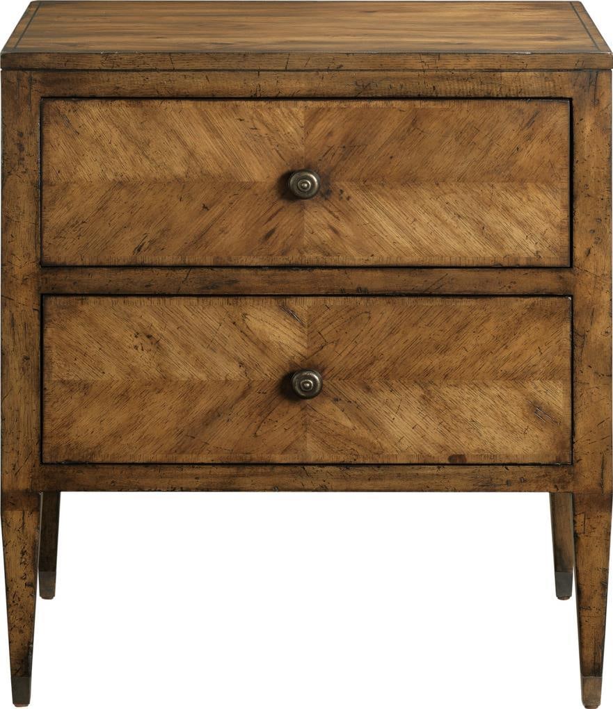 Port Eliot English Traditional Rattan and Knotty Pecan Chest with Cherry Finish: Port Eliot English Traditional Rattan and Knotty Pecan Chest with Cherry Finish This chest of drawers features a flush top design crafted from knotty pecan and rattan with a cherry finish. It