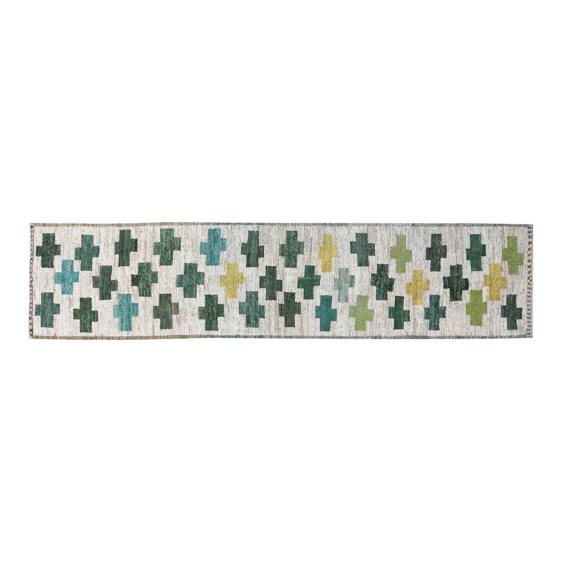 Handmade Wool Moroccan Runner Rug 3'x13'7 Beige Vintage 1970s: Handmade Wool Moroccan Runner Rug 3'x13'7 Beige Vintage 1970s This 1970s Moroccan wool rug is hand-knotted using traditional techniques, offering a blend of timeless craftsmanship and modern design. I