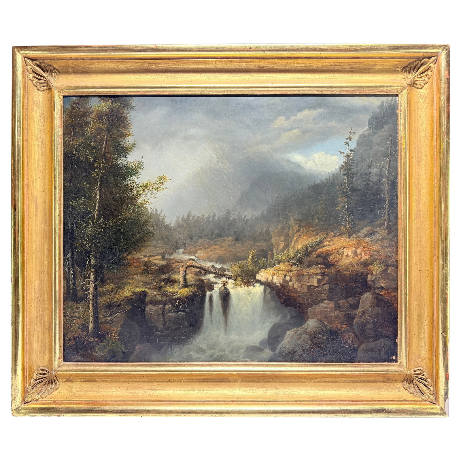 James Hope 1856 Castleton Falls Oil Painting American Classical: James Hope 1856 Castleton Falls Oil Painting American Classical This exquisite oil on canvas painting titled "Castleton Falls, Castleton, Vermont" was created by James Hope in 1856, a notable artist f