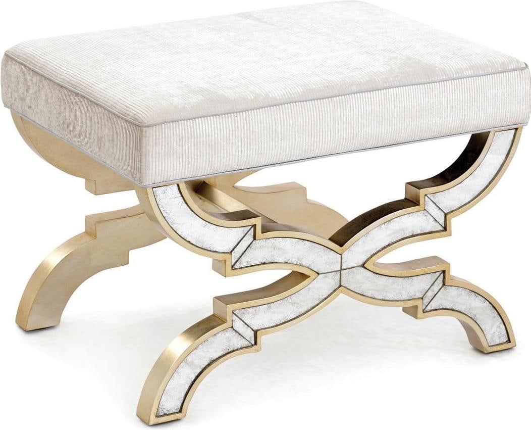 John-Richard Trivi Stool Regency Style Champagne Finish: John-Richard Trivi Stool Regency Style Champagne Finish Introducing the Elegant Trivi Stool, a stunning piece that embodies vintage charm with its Regency style design. Crafted with a beautiful champa