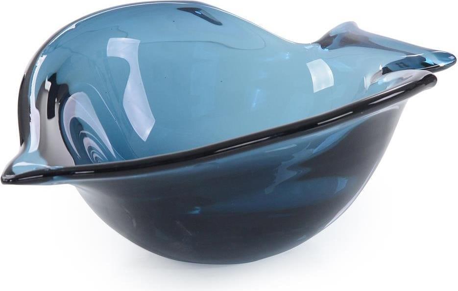 John-Richard Sapphire Blue Handblown Glass Bowl Abstract 16.25": John-Richard Sapphire Blue Handblown Glass Bowl Abstract 16.25" This stunning handblown glass bowl in a captivating sapphire blue is a true statement piece for any decor. With its abstract style, this