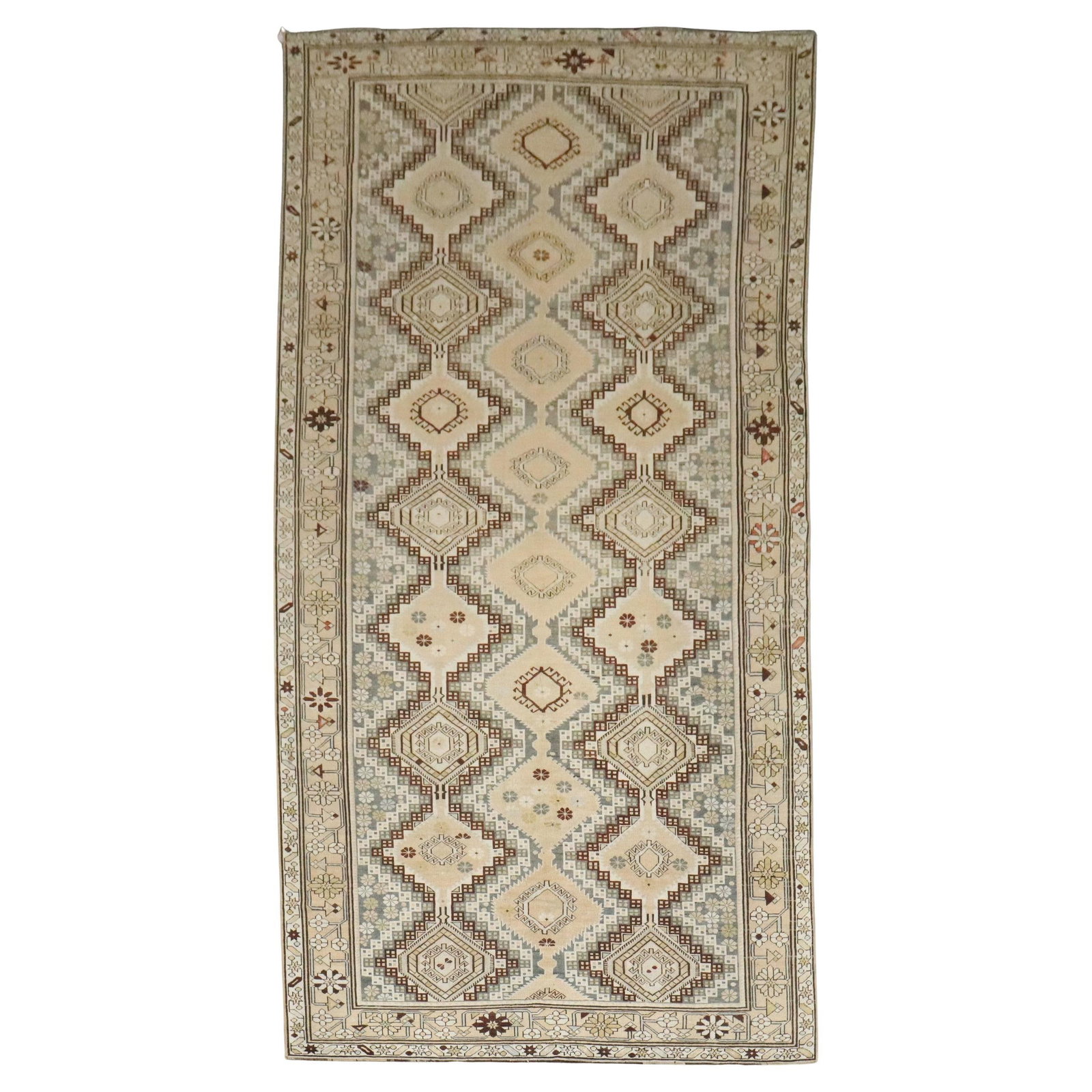 Early 20th Century Kazak Shirvan Gallery Rug Geometric Wool Caucasus 6'2 x 12'5: Early 20th Century Kazak Shirvan Gallery Rug Geometric Wool Caucasus 6'2 x 12'5 This is a gallery size geometric Shirvan rug from the early 20th century, featuring earth tone colors. The rug is hand-w