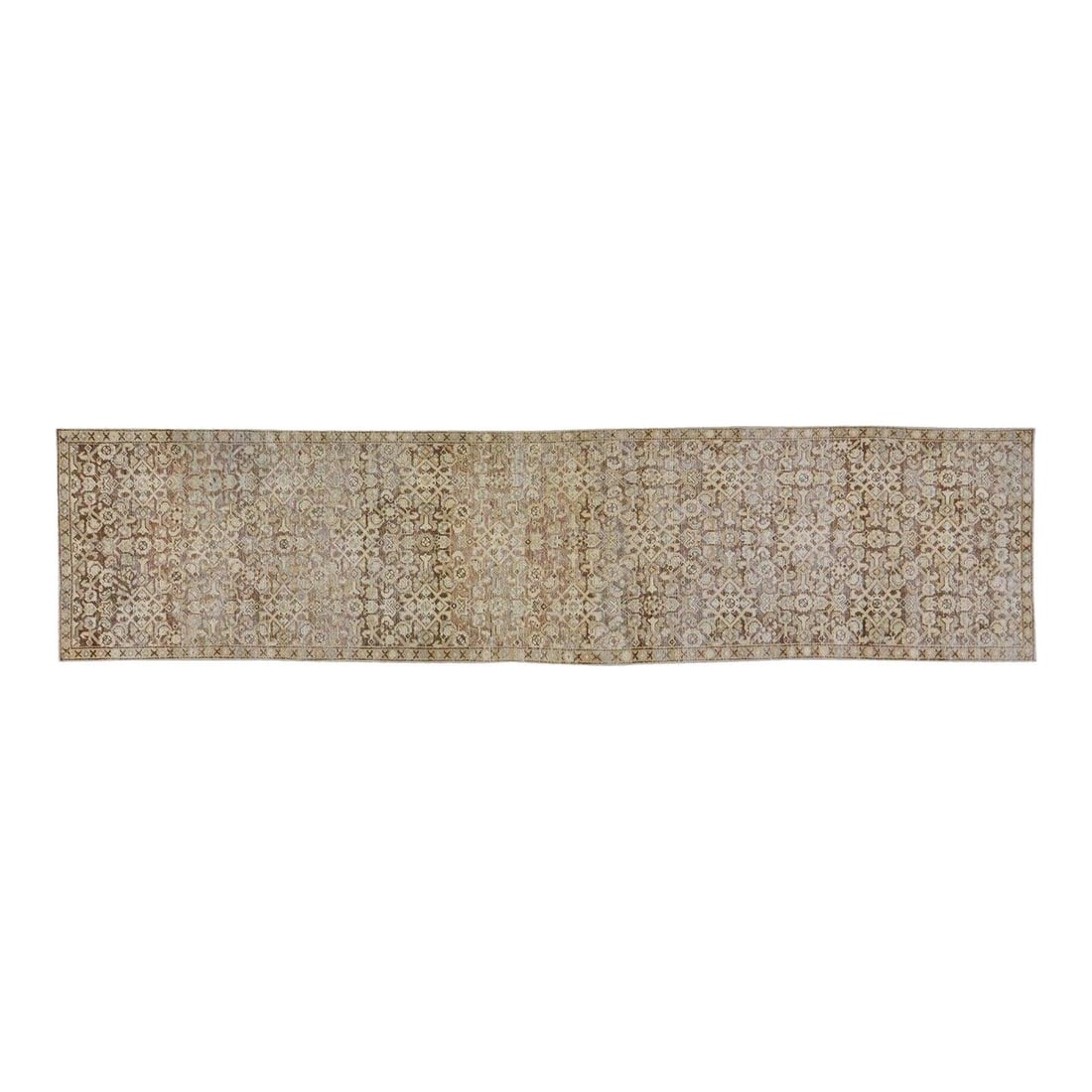 Hand-Knotted Wool Turkish Runner Rug 2'8" x 12' Vintage Design: Hand-Knotted Wool Turkish Runner Rug 2'8" x 12' Vintage Design This vintage Turkish rug is hand-knotted from wool using traditional techniques, combining classic craftsmanship with a modern design sen