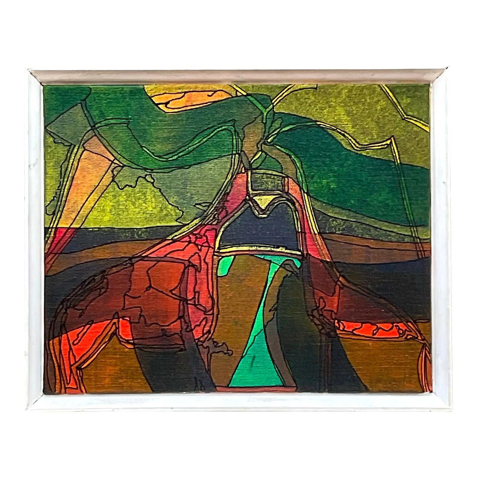 Vintage Boho Abstract Oil Painting on Canvas 10.75x8.75: Vintage Boho Abstract Oil Painting on Canvas 10.75x8.75 Transform your surroundings with this Vintage Boho Abstract Original Oil on Canvas Painting. This captivating artwork showcases bold colors and 
