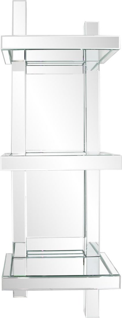 Howard Elliott Contemporary Trellis Shelf with Clear Mirror Accents 44H x 12W x 8.25D: Howard Elliott Contemporary Trellis Shelf with Clear Mirror Accents 44H x 12W x 8.25D Elevate your space with this contemporary trellis shelf featuring sleek mirror accents. Perfect for showcasing you