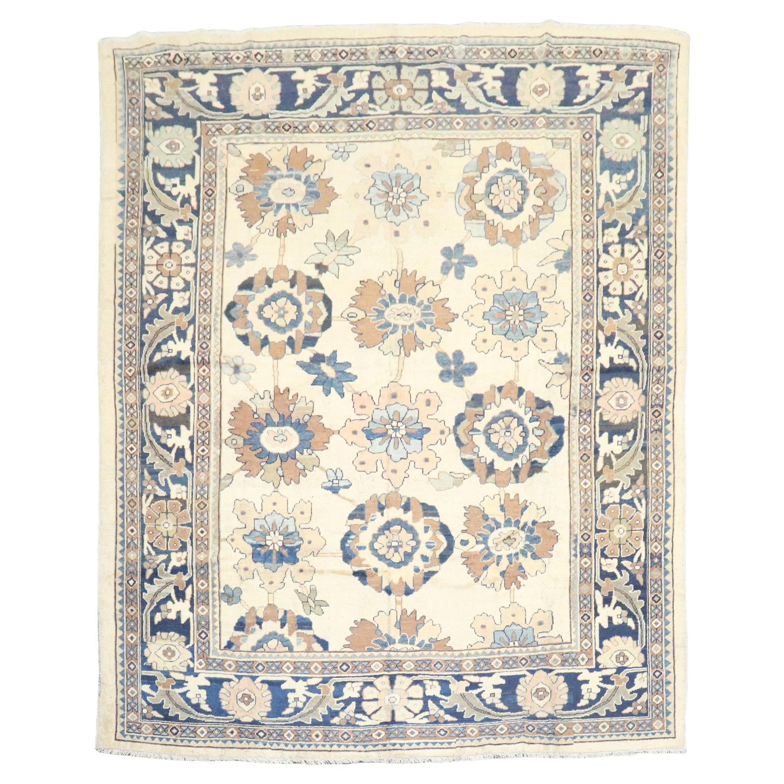 Early 20th Century Persian Mahal Hand-Woven Wool Rug 9'4 x 12': Early 20th Century Persian Mahal Hand-Woven Wool Rug 9'4 x 12' This exquisite early 20th Century Persian Mahal rug showcases a stunning large-scale all-over palmette pattern, elegantly set against a t