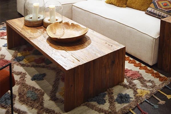 Chilton Eco-Friendly Rustic Teak Coffee Table 16H x 60W x 30D (1 of 4)