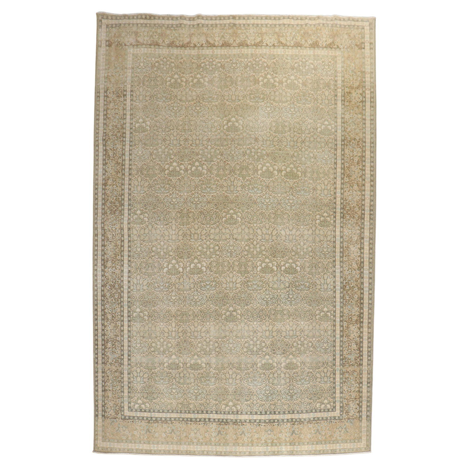 Zabihi Collection Hand-Woven Persian Tabriz Floral Rug 7'10 x 11'3: Zabihi Collection Hand-Woven Persian Tabriz Floral Rug 7'10 x 11'3 Discover the elegance of this mid-20th century Persian Tabriz rug, featuring a beautiful floral pattern in neutral tones. Hand-woven 