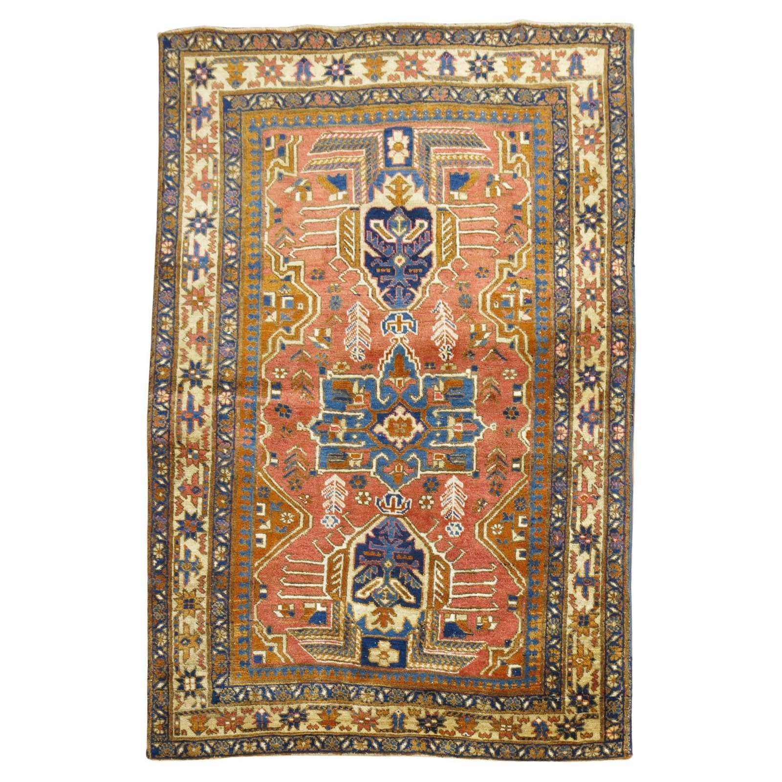 Zabihi Collection Vintage Persian Heriz Wool Scatter Rug 40 x 57 in: Zabihi Collection Vintage Persian Heriz Wool Scatter Rug 40 x 57 in Explore the captivating beauty of this Vintage Persian Heriz Scatter Rug from the Zabihi Collection. Crafted from high-quality wool 