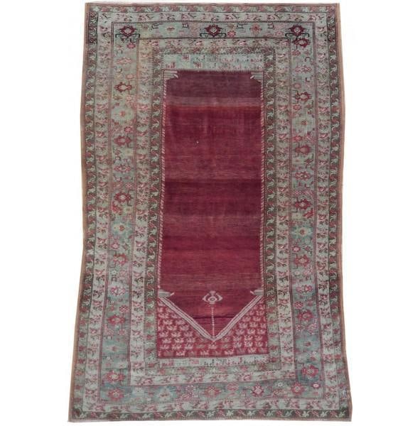 Antique 1930s Turkish Prayer Qaisari Rug 3.7 x 5.8 ft (1 of 6)