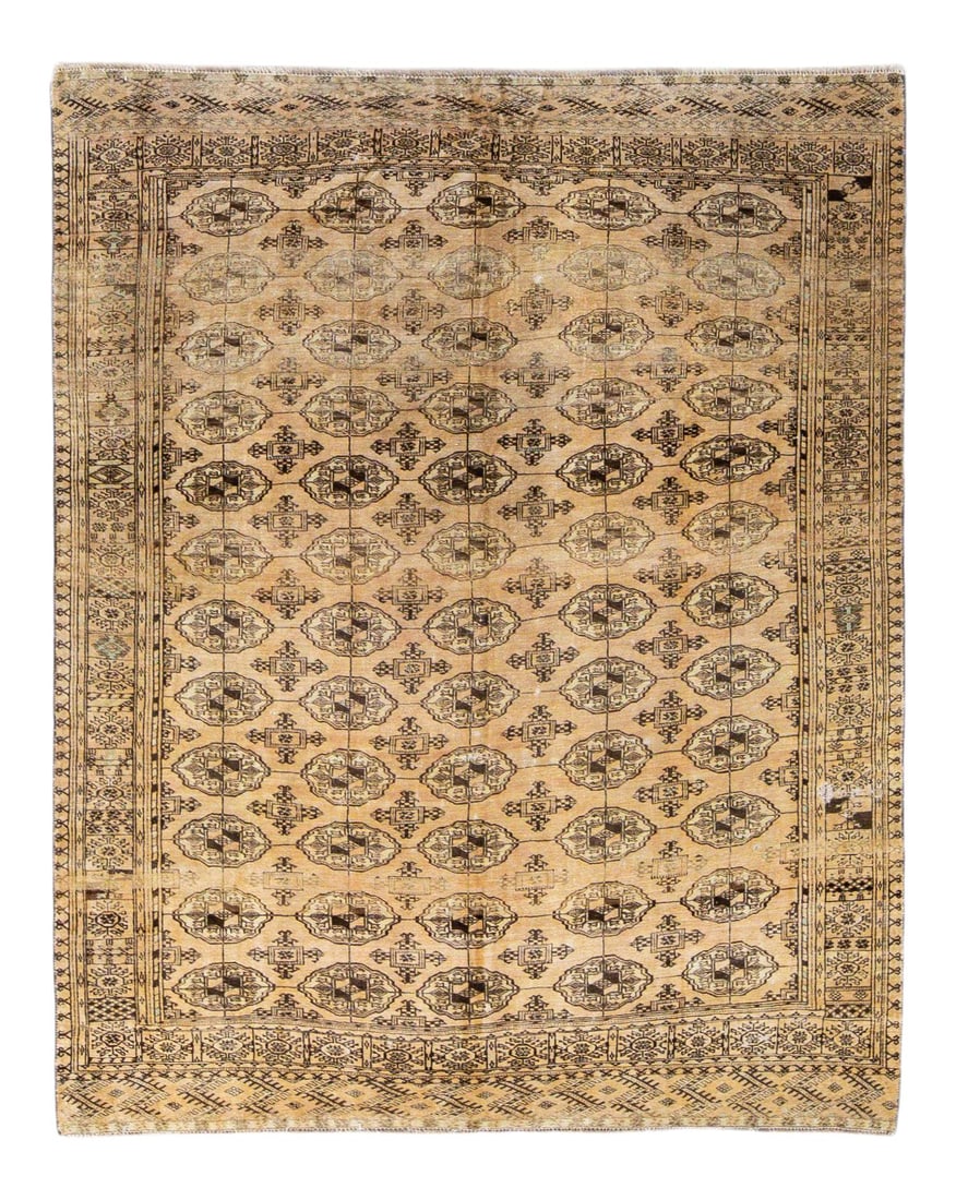 Vintage Hamadan Hand-Knotted Beige Wool Rug 8'5 x 11'2 Geometric Design (1 of 8)