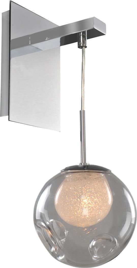 Kalco Meteor Wall Sconce Handblown Glass Dimmable 1-Light Calcite Chrome: Kalco Meteor Wall Sconce Handblown Glass Dimmable 1-Light Calcite Chrome Illuminate your space with this contemporary wall light featuring exquisite handblown glass. Crafted upon order, this sleek sco