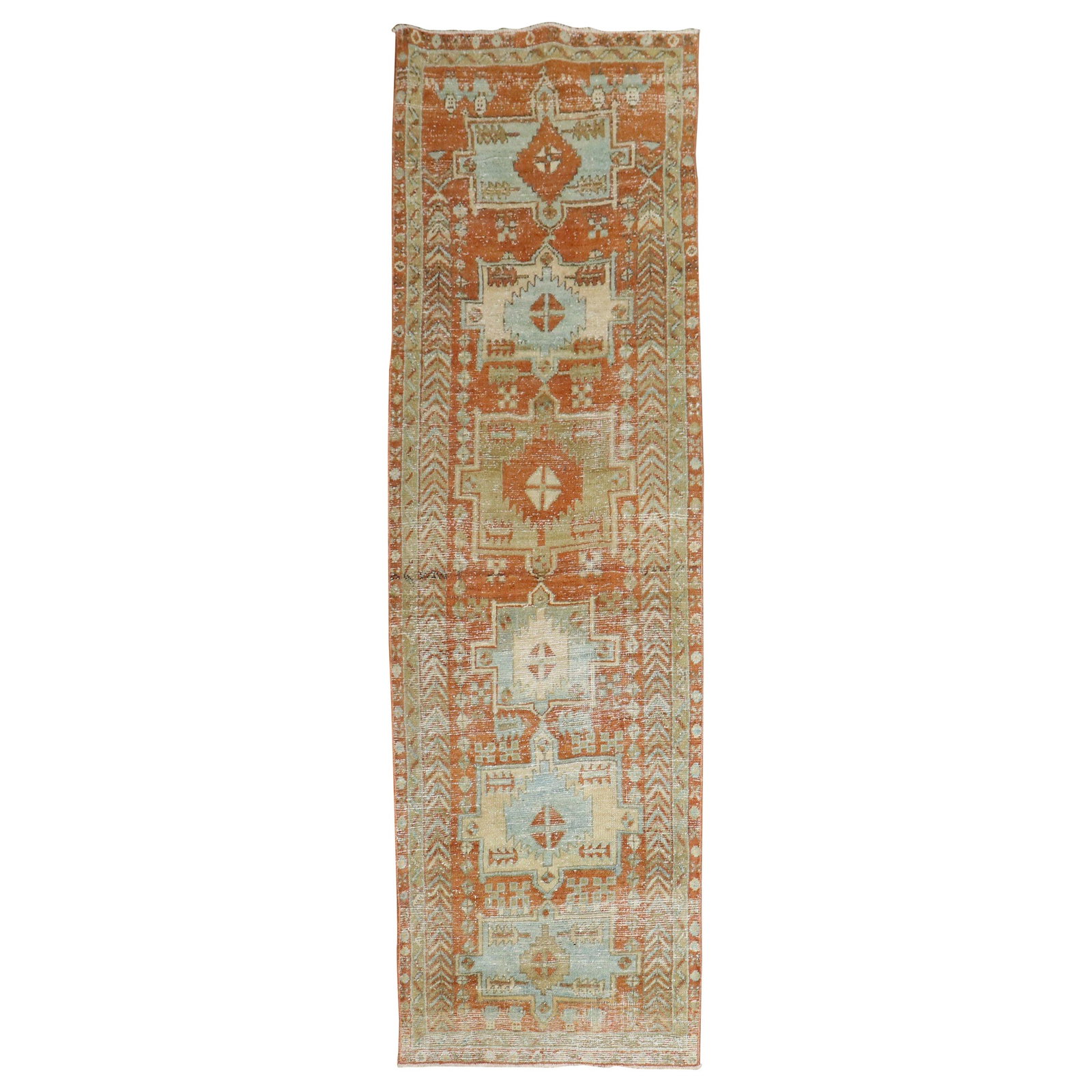 Vintage Persian Heriz Runner 31in x 98in Hand-Woven Wool (1 of 11)