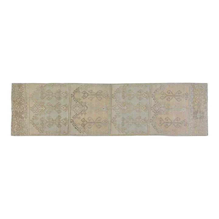 Anatolian Wool Runner Hand Knotted Vintage Rug 3'1'' x 12'1'': Anatolian Wool Runner Hand Knotted Vintage Rug 3'1'' x 12'1'' This vintage Turkish Anatolian rug is hand-knotted from wool using traditional techniques, showcasing timeless craftsmanship alongside a m